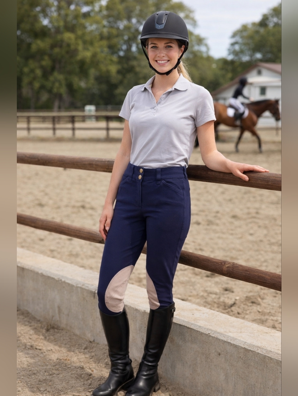 SmartPack Piper Navy Riding Pants With Knee Patch, Size 26, EUC.